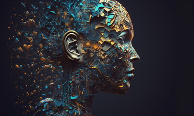 Artificial intelligence concept design. AI networking training. Humanoid. AI human. Created by generative AI