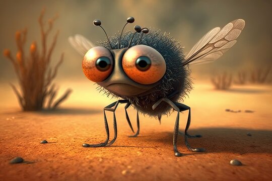  a cartoon picture of a bug with big eyes and a nose with a bug like body with two legs and a nose with two eyes and a nose with two legs with two legs.  generative ai