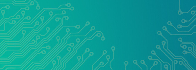 Circuit board texture future metaverse tech green gradient digital web horizontal banner design template blank with place for text