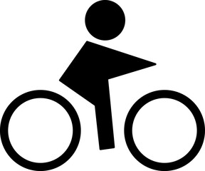 Simple Stylized Bicycle or Bike Rider or Biker Mobility Symbol Icon. Vector Image.