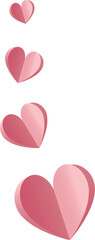 Valentine's day rose pink and red gradient paper hearts set. origami vector	