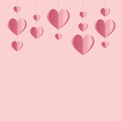 Fototapeta na wymiar Valentine's day pink gradient paper hearts set. origami vector background