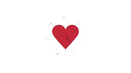 Red heart beats 3d background. Multi-colored particles render 3d. Sweets fly out of the red heart. When you click on the heart, the red background. Love Wedding Valentine's day date 4k