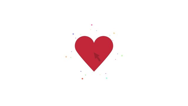 Red heart beats 3d background. Multi-colored particles render 3d. Sweets fly out of the red heart. When you click on the heart, the red background. Love Wedding Valentine's day date 4k