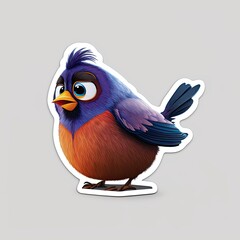 Bird die-cut sticker on a white background generative ai