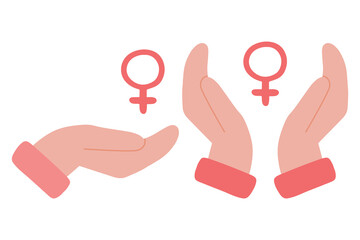 A symbols of Gender. Female sign in the hands.