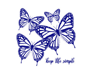 Decorative slogan and butterfly illustration, vector design for fashion, poster, card and sticker prints