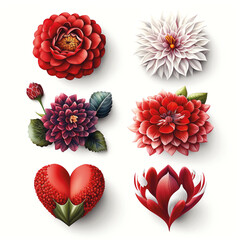 Blumen-Icons für Valentinstag Deko - Generative AI