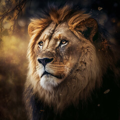 Fototapeta premium Wildkatze in ihrem natürlichen Habitat, moody mit Bokeh erstellt mit Generativer AI