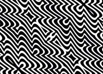  Line art optical . Wave design black and white. Digital image with a psychedelic stripes. Argent base for website, print, basis for banners, wallpapers, business cards, brochure, banner