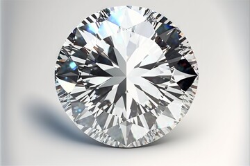  a round cut diamond on a white background with a shadow in the middle of the diamond and a shadow in the middle of the diamond.  generative ai