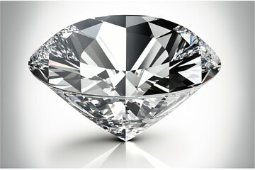  a diamond on a white background with a reflection in the middle of it's image, with a reflection in the middle of the diamond.  generative ai