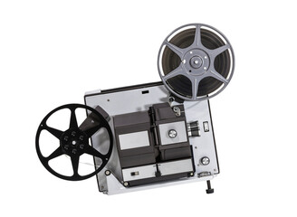Vintage super 8 home movie film projector isolated with cut out background.