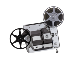 Vintage super 8 home movie film projector isolated with cut out background.