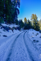 Obraz premium Image of Road with snow and sky view