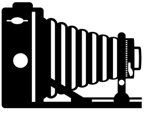 Clean & simple old camera illustration, line art, clipart, icon, object, shape, symbol, etc. PNG with transparent background. Design elements for websites and other graphics.