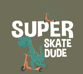 vector dino skater illustration for t shirt print © basws