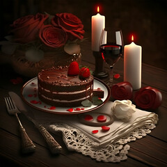 cake with rose petals for valentine's day