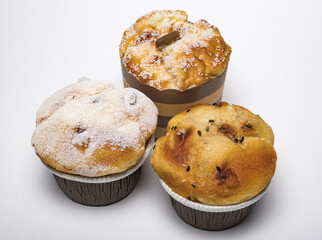 Muffins on a white background