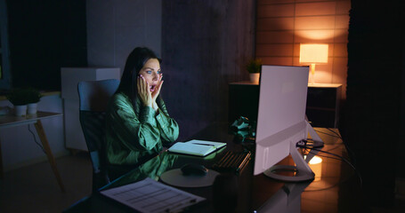 Frustrated Businesswoman Looking At Her Computer Screen
