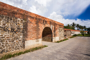 Building view of Hengchun Old City Wall (East Gate) in Pingtung, Taiwan, The City Wall is one of the best preserved in Taiwan.