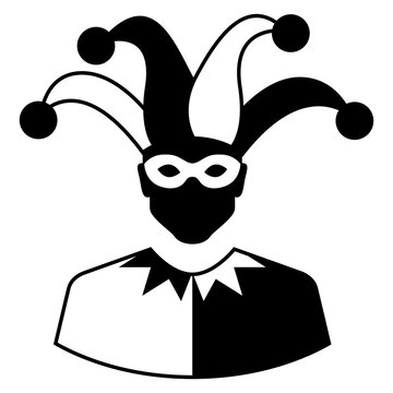 recommend clip art: Icono avatar april fools day. Silueta aislada de hombre con disfraz de joker