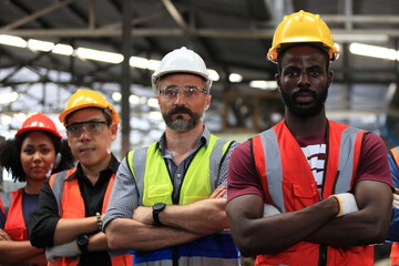 engineer team standing at industry