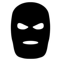 Icono avatar. Logo delincuente. Silueta aislada de cabeza de hombre tapada con un pasamontañas