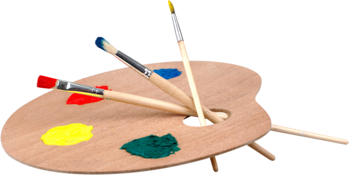 Palette With Paintbrushes - Isolated