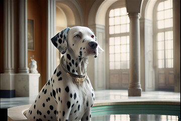 Elegant dalmatian being pampered in a luxury spa, generative ai