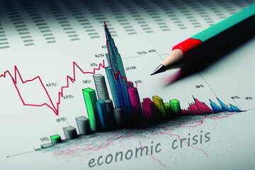 Picturing the Economic Woes: A Stunning Display of Financial Struggles, Unemployment, Market Tumbles, and Renewal Efforts Through Illustrations. Generative Ai.