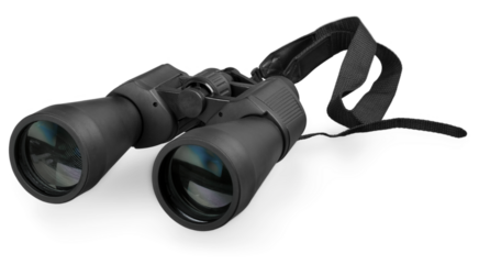 Black binoculars isolated over white background