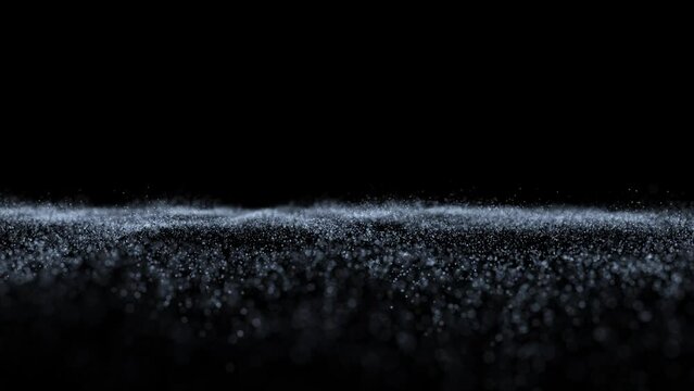 Flickering digital dotted waves endless flying towards the camera, looped copy space animation background.