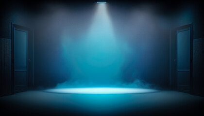 Obraz premium Empty Dark Scene Blue Stage Lighting created with Generative AI Technology, ai, generative