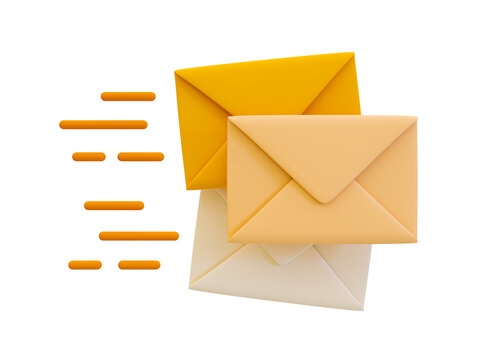 3d minimal online message sending. Online chatting icon. quick and fast online communication. envelope with a speed line. 3d illustration.