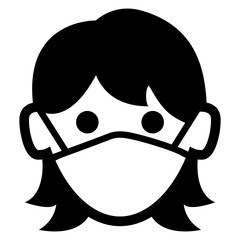Icono plano aislado cabeza de mujer con máscara hospital