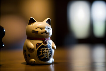 Small chinese lucky cat figurine white