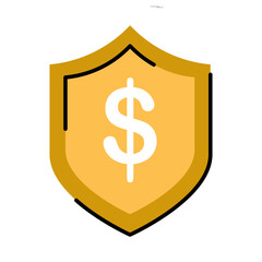 Vector flat icon illustration money protection, financial saving insurance, safe business economy concept