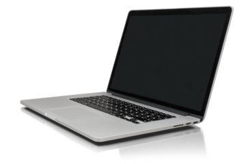 Open laptop with a black screen