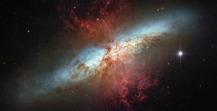 Fototapeta Deep space and galaxy nebulae, stars outside our solar system, wondering through the cosmos astrononomy, elements of this image are furnished by hubble and nasa