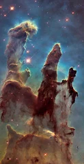 Poster Deep space and galaxy nebulae, stars outside our solar system, wondering through the cosmos astrononomy, elements of this image are furnished by hubble and nasa © Artofinnovation