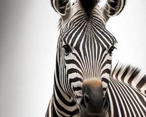 Zebra on a white backdrop, isolated. Generative AI