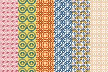 Seamlessly set of  pattern. Symmetric abstract wallpaper. Digital paper, textile print. Vector illustration.