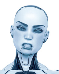 super cyborg girl is so angry in id profile picture