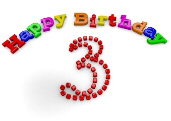 3D-Rendering Happy Birthday with big number