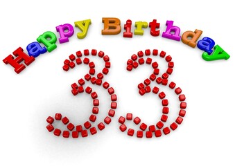 3D-Rendering Happy Birthday with big number