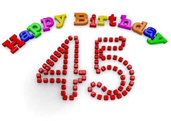 3D-Rendering Happy Birthday with big number