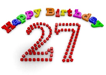 3D-Rendering Happy Birthday with big number