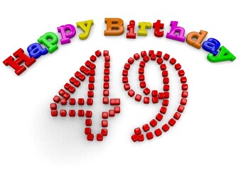 3D-Rendering Happy Birthday with big number