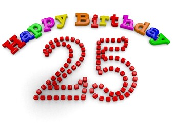 3D-Rendering Happy Birthday with big number